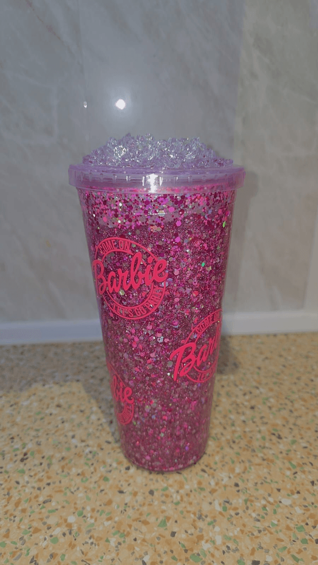 24oz barbie tumbler with crushed ice effect lid
